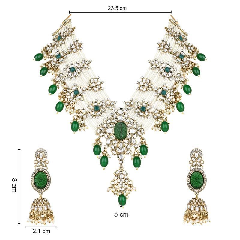 traditional multi layered floral statement choker necklace jewellery & jhumki earring set