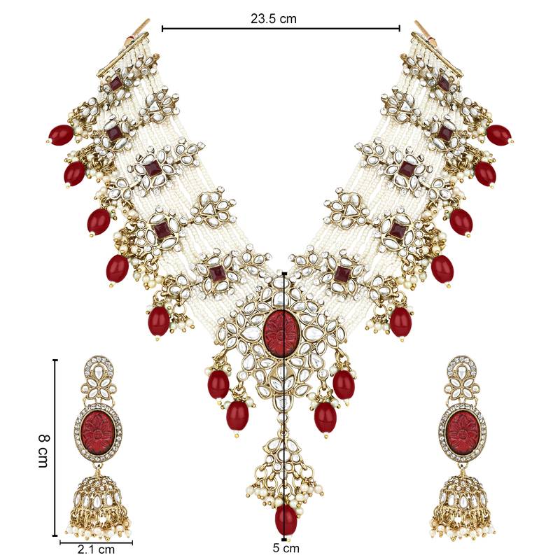 traditional multi layered floral statement choker necklace jewellry & jhumki earrings set