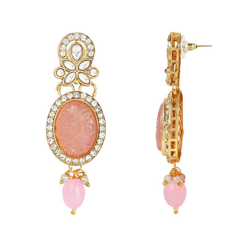 gold plated traditional long multistrand pearl necklace jewellery & earrings set