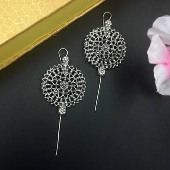 Silver plated handmade designed pin bugadi earrings for women 2