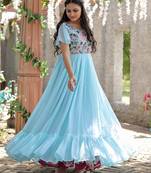 Sky blue Georgette With Sequins Multithreaded Embroidered gown