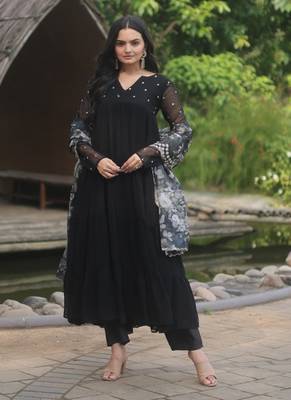 Black Faux Blooming With Butti Work Salwar Suit 2