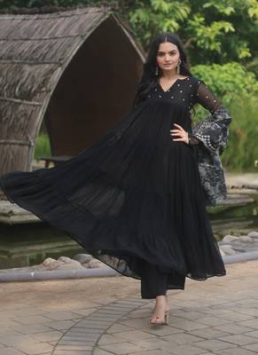 Black Faux Blooming With Butti Work Salwar Suit 4