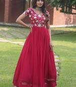 Pink Faux Blooming With coding Sequins Embroidered Gown