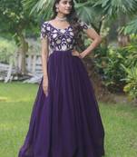 Purple Faux Blooming With coding Sequins Embroidered Gown