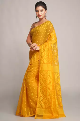 Bengal Handloom Yellow Cotton Silk Saree