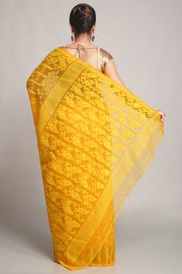 Bengal Handloom Yellow Cotton Silk Saree 3