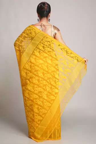 Bengal Handloom Yellow Cotton Silk Saree