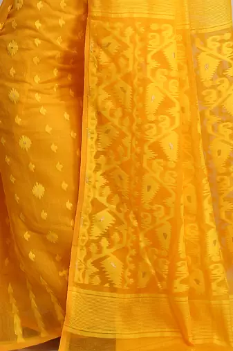 Bengal Handloom Yellow Cotton Silk Saree