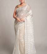 White Cotton Silk Bengal Handloom Saree