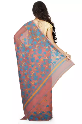 Women'S Cotton Silk Angur Dhakai Allover Soft Jamdani Sarees (Pink) Without Blouse