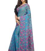 Women'S Cotton Silk Angur Dhakai Allover Soft Jamdani Sarees (Sky) Without Blouse