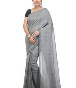Women's pure premium cotton saree with blouse piece (grey)