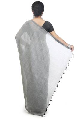 Women's pure premium cotton saree with blouse piece (grey) 3
