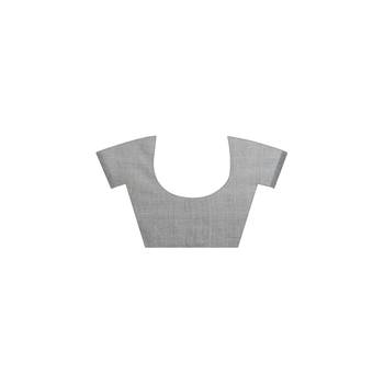 Women's pure premium cotton saree with blouse piece (grey) 4