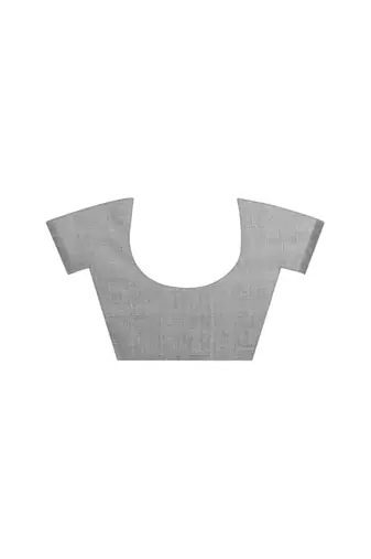 Women's pure premium cotton saree with blouse piece (grey)