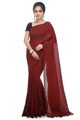 Women's pure premium cotton saree with blouse piece (red) 1