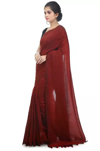 Women's pure premium cotton saree with blouse piece (red)