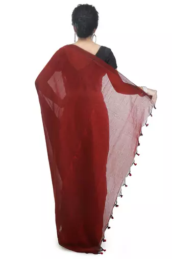 Women's pure premium cotton saree with blouse piece (red)