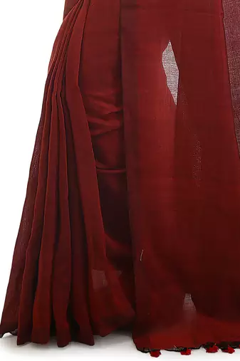 Women's pure premium cotton saree with blouse piece (red)