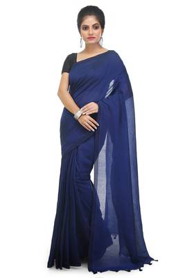 Women's pure premium cotton saree with blouse piece (blue) 1