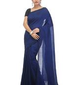 Women's pure premium cotton saree with blouse piece (blue)