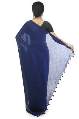 Women's pure premium cotton saree with blouse piece (blue) 3