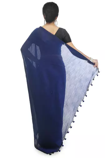 Women's pure premium cotton saree with blouse piece (blue)