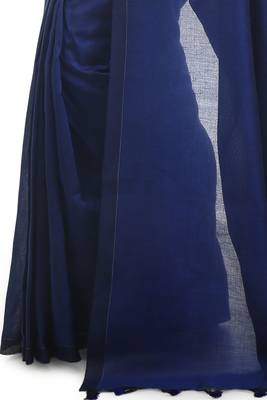 Women's pure premium cotton saree with blouse piece (blue) 5