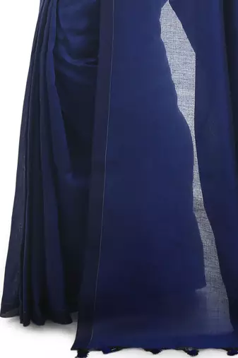 Women's pure premium cotton saree with blouse piece (blue)