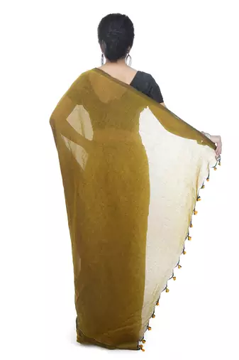 Women's pure premium cotton saree with blouse piece (yellow)