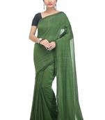 Women's pure premium cotton saree with blouse piece (green)