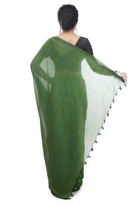 Women's pure premium cotton saree with blouse piece (green) 3