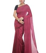 Women's pure premium cotton saree with blouse piece (magenta)