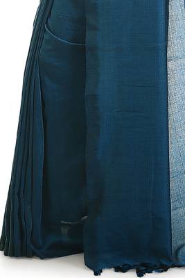 Women's pure premium cotton saree with blouse piece (teal) 4