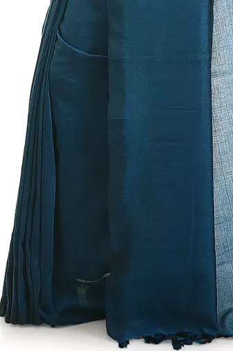 Women's pure premium cotton saree with blouse piece (teal)