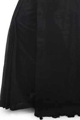 Women's pure premium cotton saree with blouse piece (black) 4