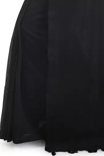 Women's pure premium cotton saree with blouse piece (black)