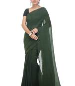 Women's pure premium cotton saree with blouse piece (deep green)