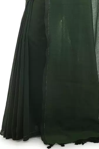 Women's pure premium cotton saree with blouse piece (deep green)