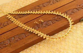 Kerala style gold platted thali koottam long necklace set 2