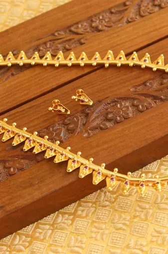 Kerala style gold platted thali koottam long necklace set