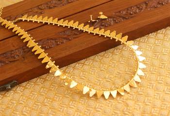 Kerala style gold platted thali koottam long necklace set 4