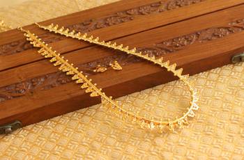Kerala style gold platted thali koottam long necklace set 1