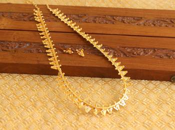 Kerala style gold platted thali koottam long necklace set 2