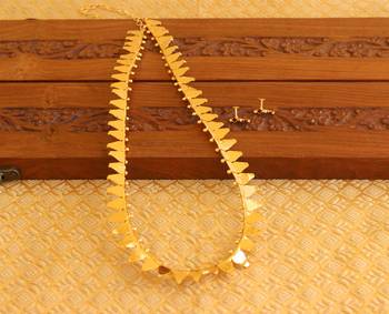 Kerala style gold platted thali koottam long necklace set 4