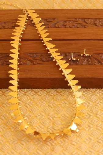 Kerala style gold platted thali koottam long necklace set