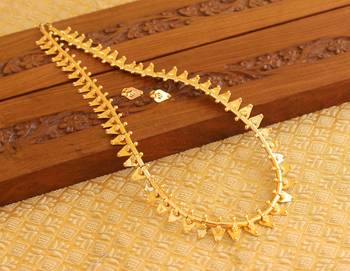 Kerala style gold platted thali koottam long necklace set 1