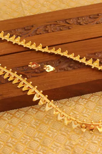Kerala style gold platted thali koottam long necklace set