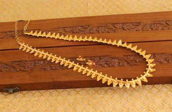 Kerala style gold platted thali koottam long necklace set 3